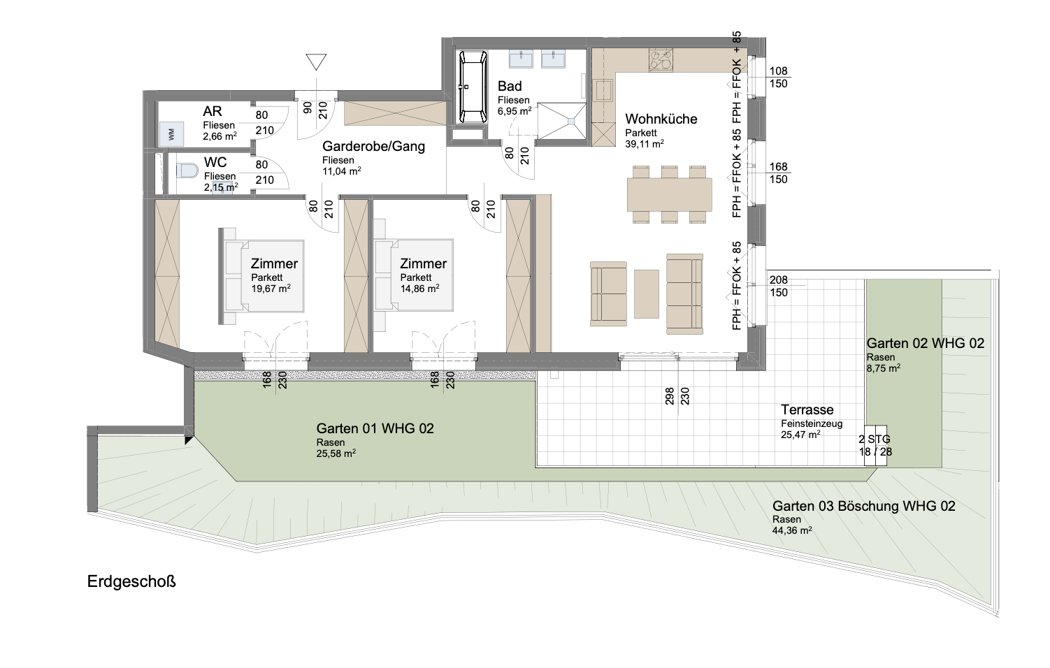 Grundriss Familien-Gartenwohnung